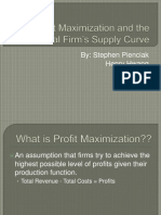 Profit Maximization and the Individual Firm’s Supply Curve