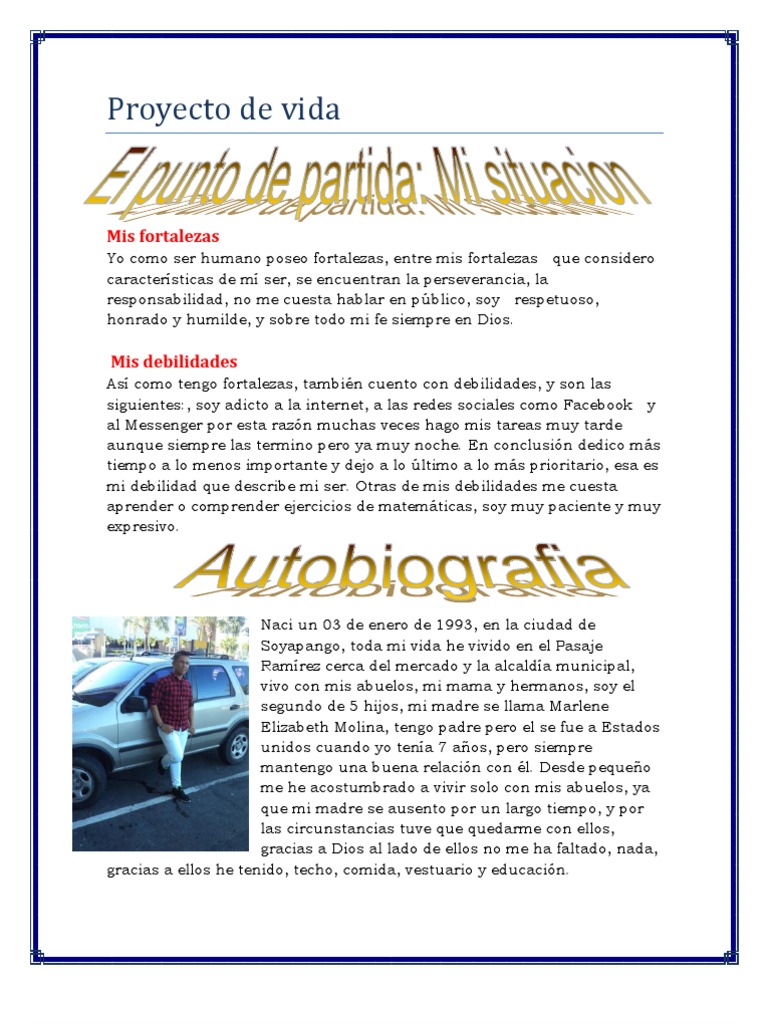 Proyecto de Vida de un estudiante de bachillerato