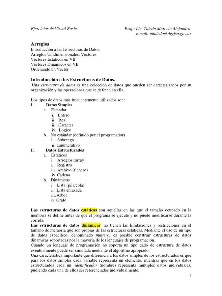 Ejercicios de Arreglos en Visual Basic | PDF