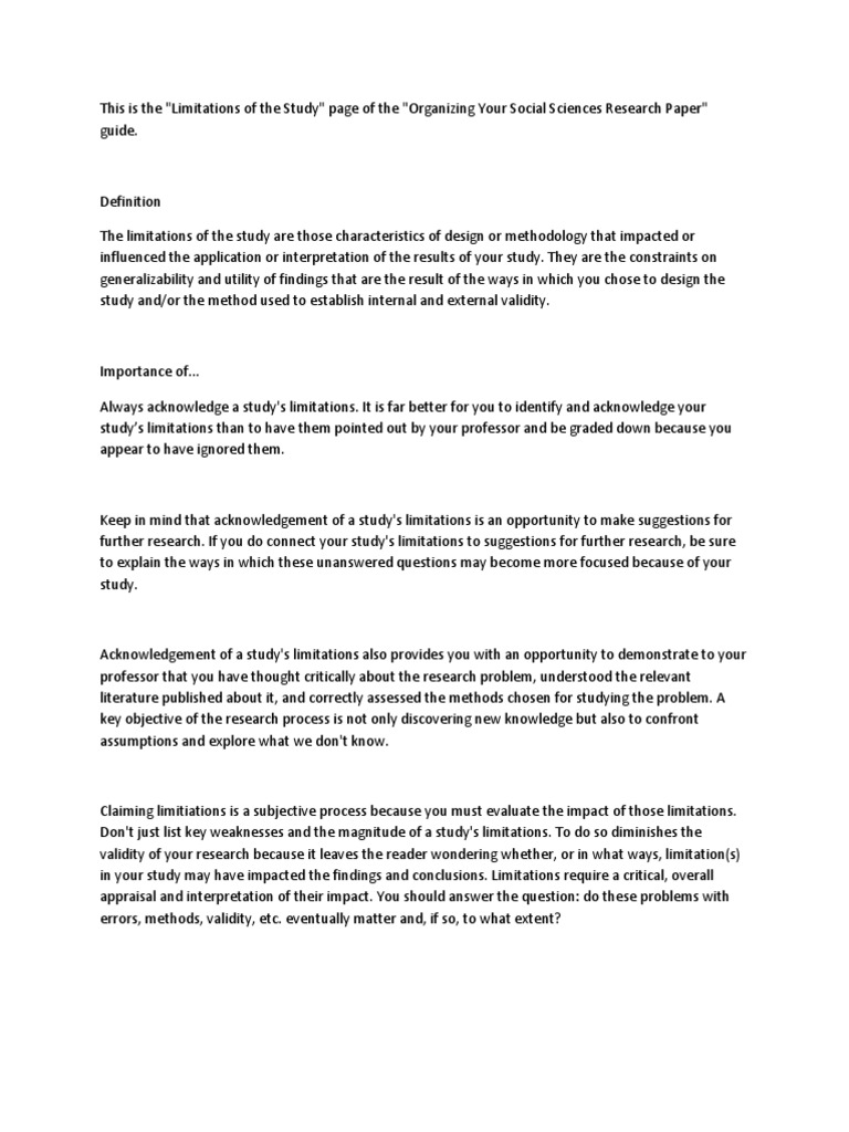 How to find limitations in a study image