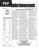 October 20  Shabbat Announcements