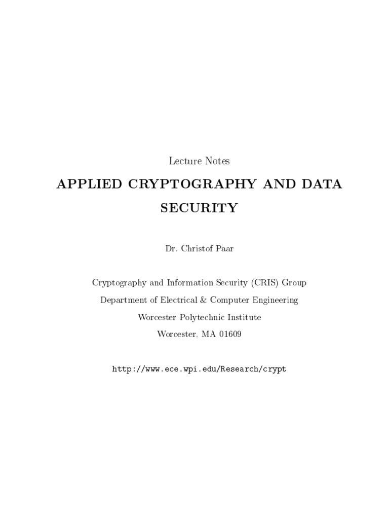 Applied Cryptography and Data Security | PDF | Cryptography | Public Key  Cryptography
