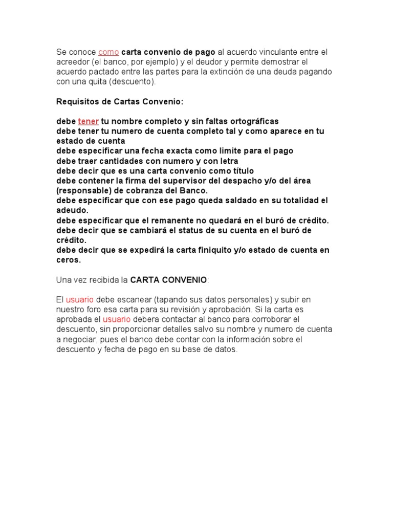 Carta Convenio | PDF