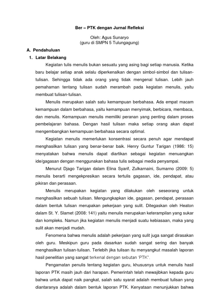 Artikel Ber Ptk Dengan Jurnal Refleksi Pdf