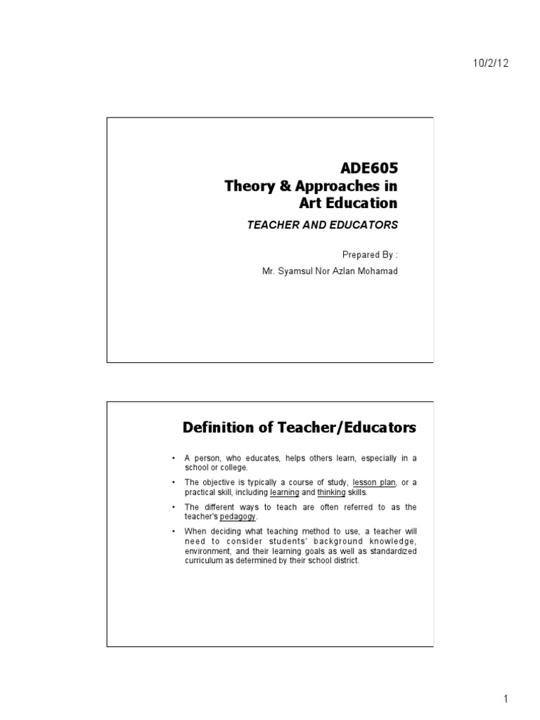 Week 2 Teacher and Educators | PDF | Teachers | Learning