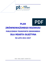 Planu zrównoważonego rozwoju publicznego transportu zbiorowego dla Miasta Olsztyna na lata 2012 – 2027