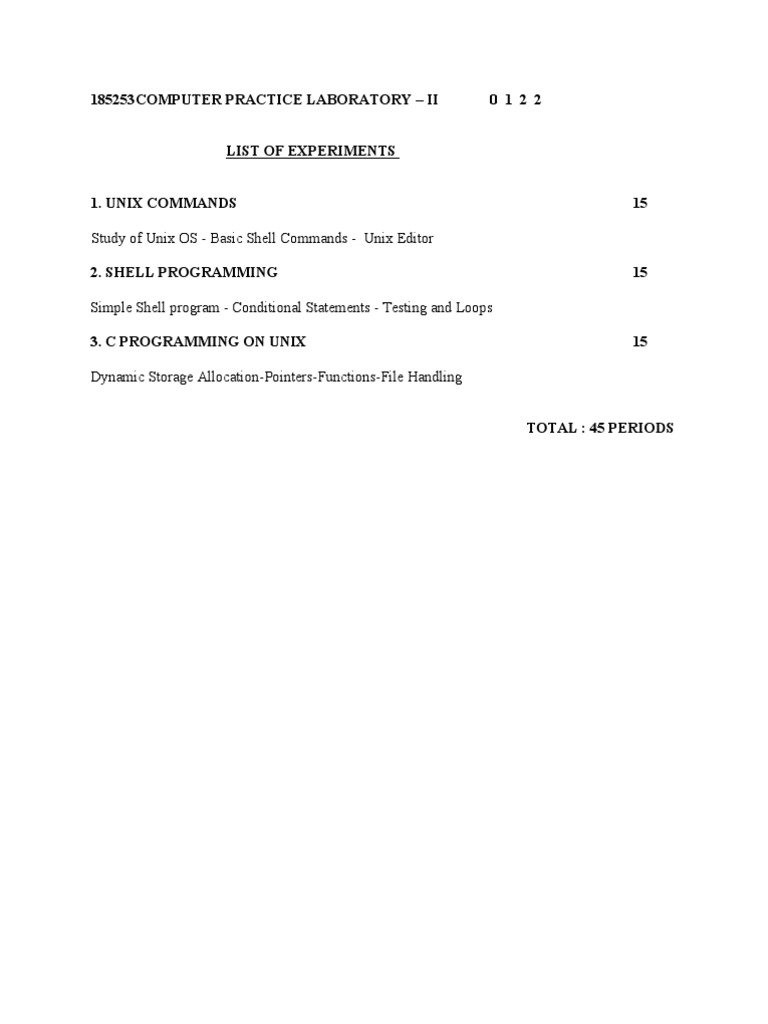 Computer Practice Lab II: UNIX & Shell Programming | PDF | Command Line ...