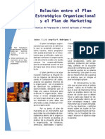 Relacion entre el Plan Estratégico Organizacional y el Plan de Marketing