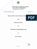 Regulatory and Licensing Guidelines for Issuing License to Voip Service Provider Vsp in Bangladesh