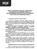 Competenta Organelor de Urmarire Penala