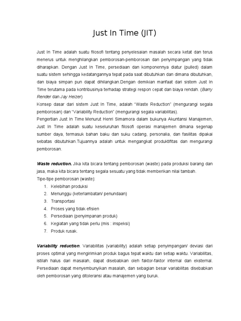 Filosofi Just In Time dalam Manajemen | PDF