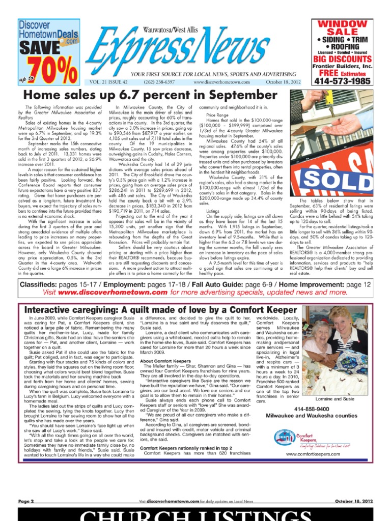 West Allis Wauwatosa Express News 101812 Newspapers Milwaukee