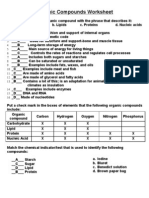 Organic Compounds Worksheet