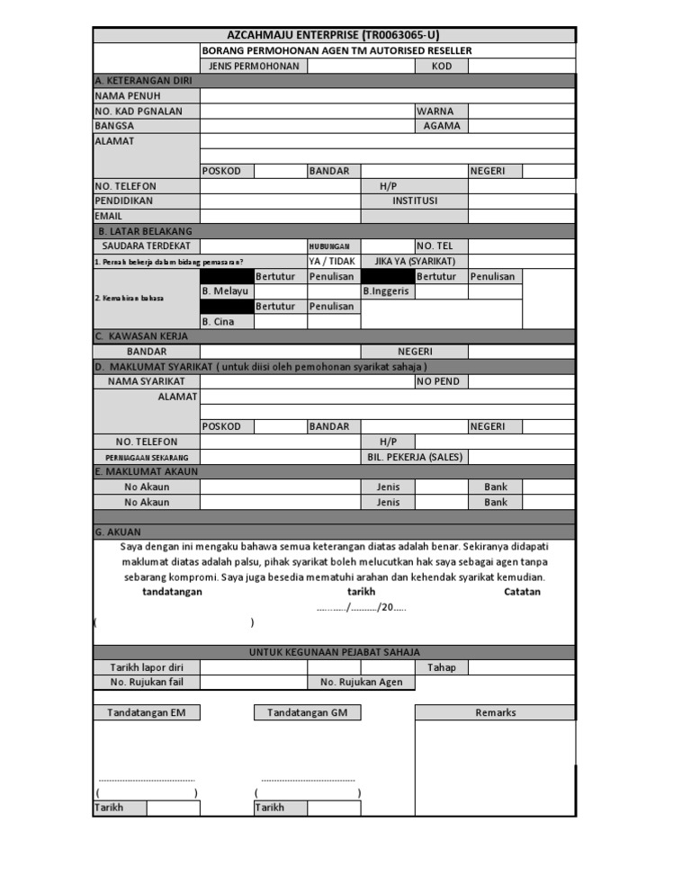 Borang Agent Pdf