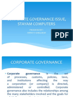 Corporate Governance Issue, Stayam Computers: Presented By: Amrut S Sanglikar