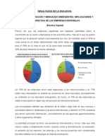 Resumen de La Encuesta Sobre Internacionalización y Mercados Emergentes