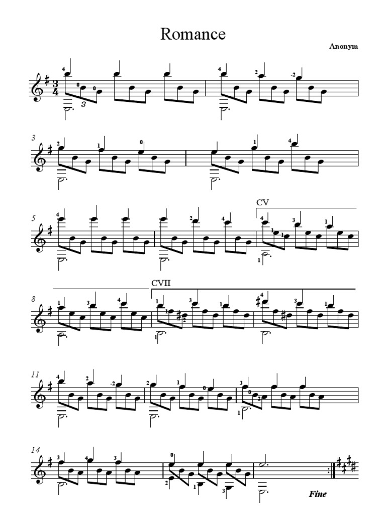 Romance Guitar Score | PDF