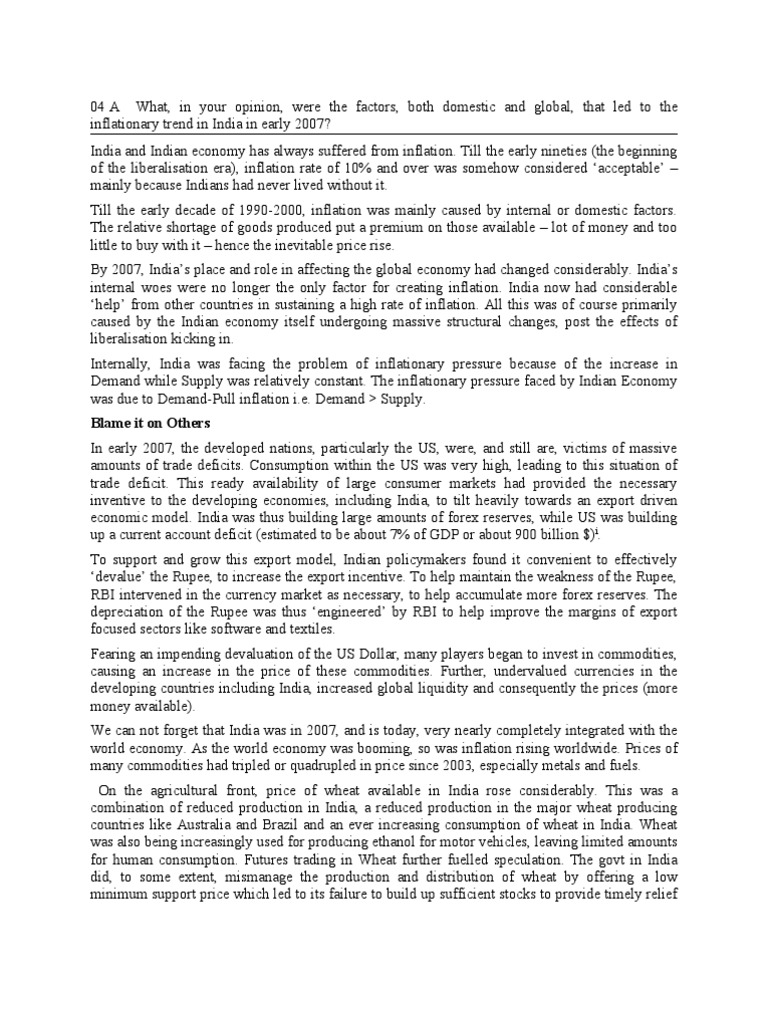 Factors Behind India's 2007 Inflation | PDF | Money Supply | Inflation