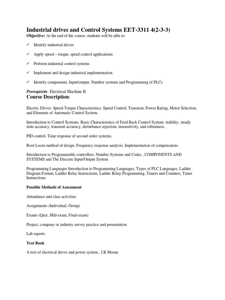 Industrial Drives and Control Systems EET PDF Programmable Logic