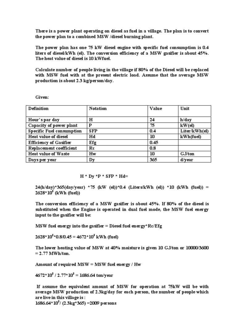Calculate of CO2 PDF Kilowatt Hour Gasification