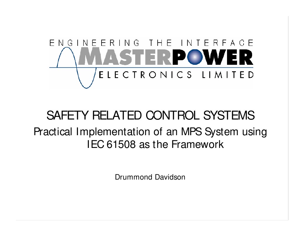 Safety Related Control Systems Practical Implementation of An MPS