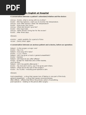 Conversation In English At Hospital Wound Surgery