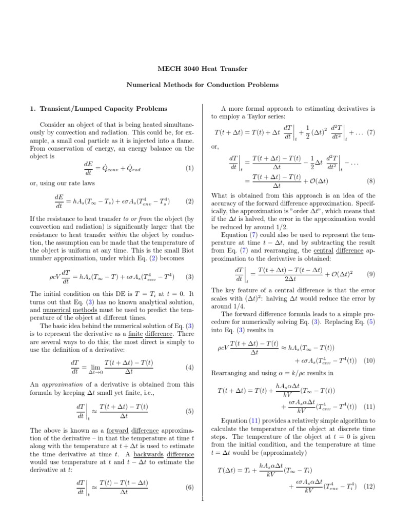 Numerical Methods for Heat Transfer | PDF | Heat Transfer | Numerical ...