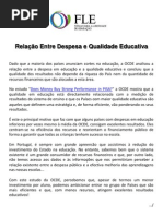 Relação entre Despesa e Qualidade Educativa