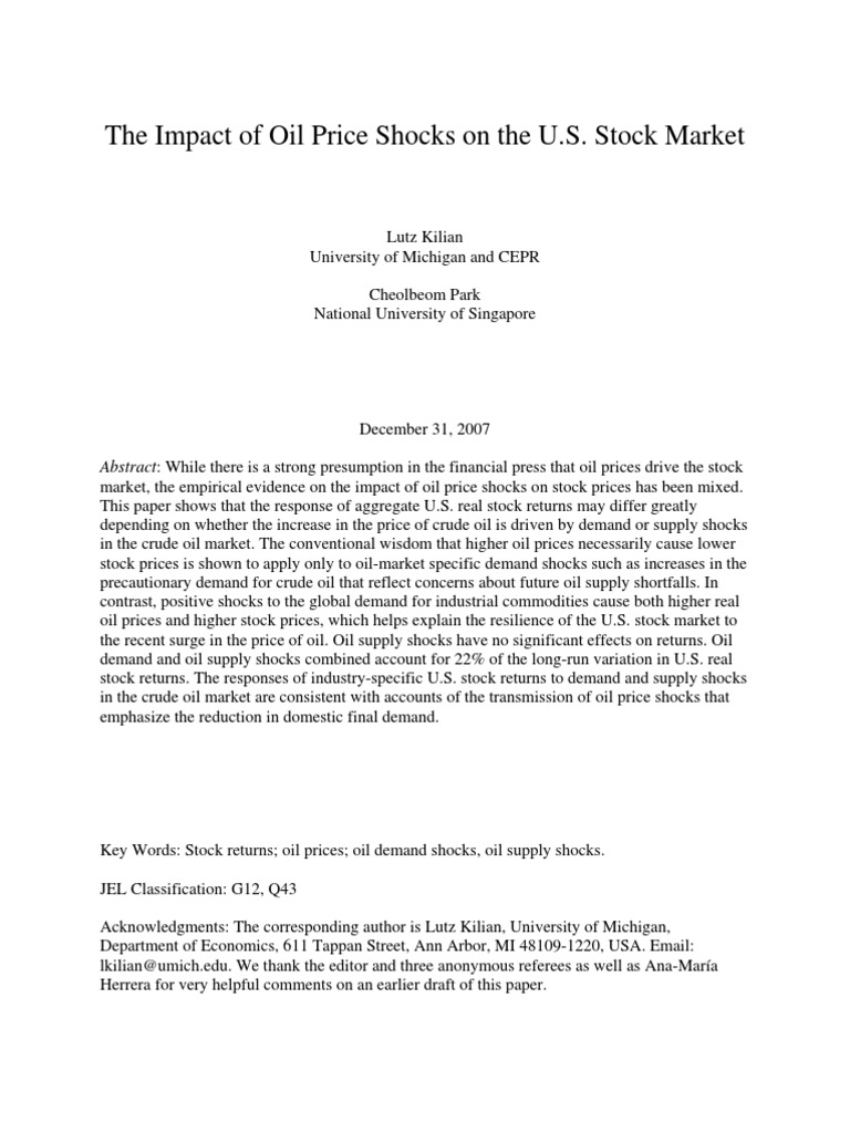 Oil Price Shocks and U.S. Stock Market Impact | PDF | Price Of Oil ...