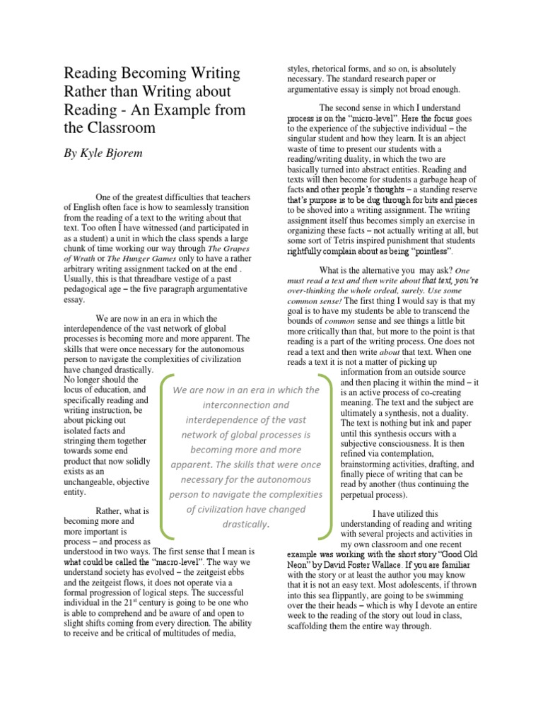 Integrating Reading and Writing in Class | PDF | Narrative | Reading ...