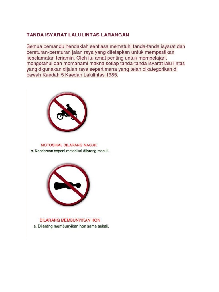 Tanda Isyarat Lalulintas Larangan  PDF