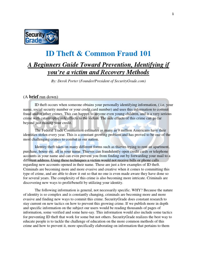 ID Theft Prevention & Recovery Guide | PDF | Identity Theft | Credit ...
