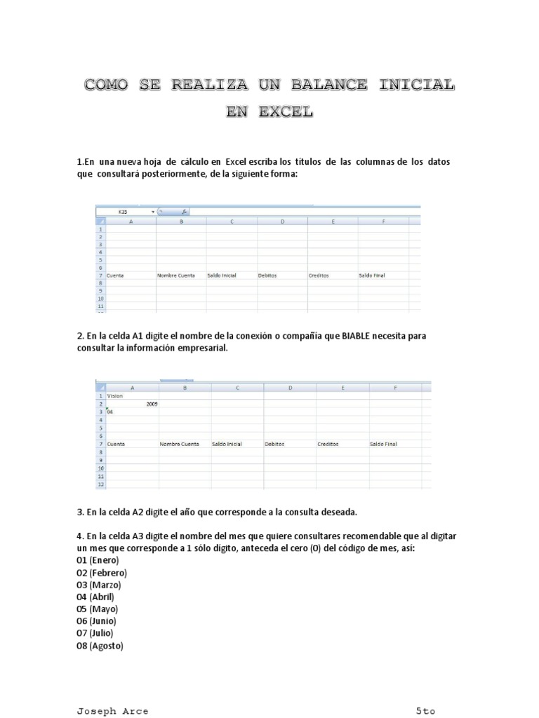 Cómo hacer un balance inicial en Excel | PDF | Microsoft Excel | Hoja ...