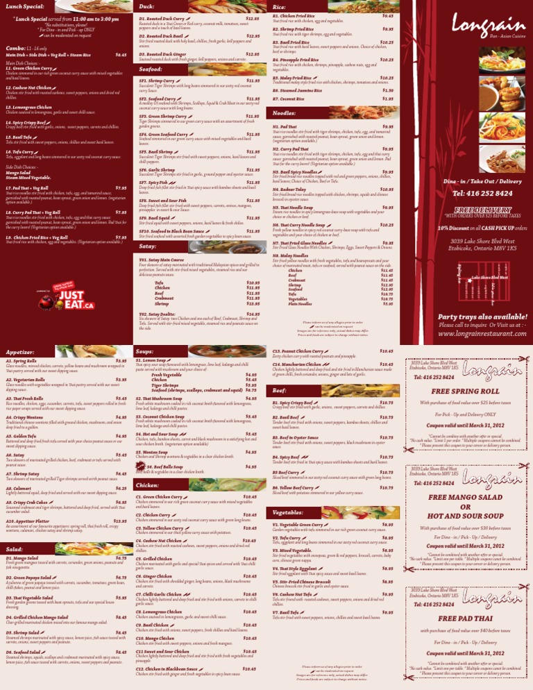 Longrain Restaurant Menu Overview | PDF | Curry | Thai Cuisine