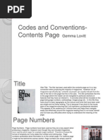 Codes and Conventions-Contents Page