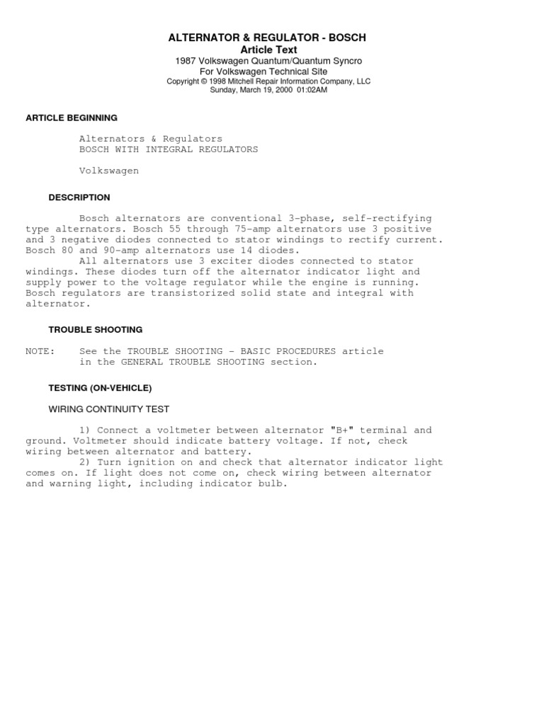 Alternator & Regulator - Bosch | Electronic Engineering | Power (Physics)