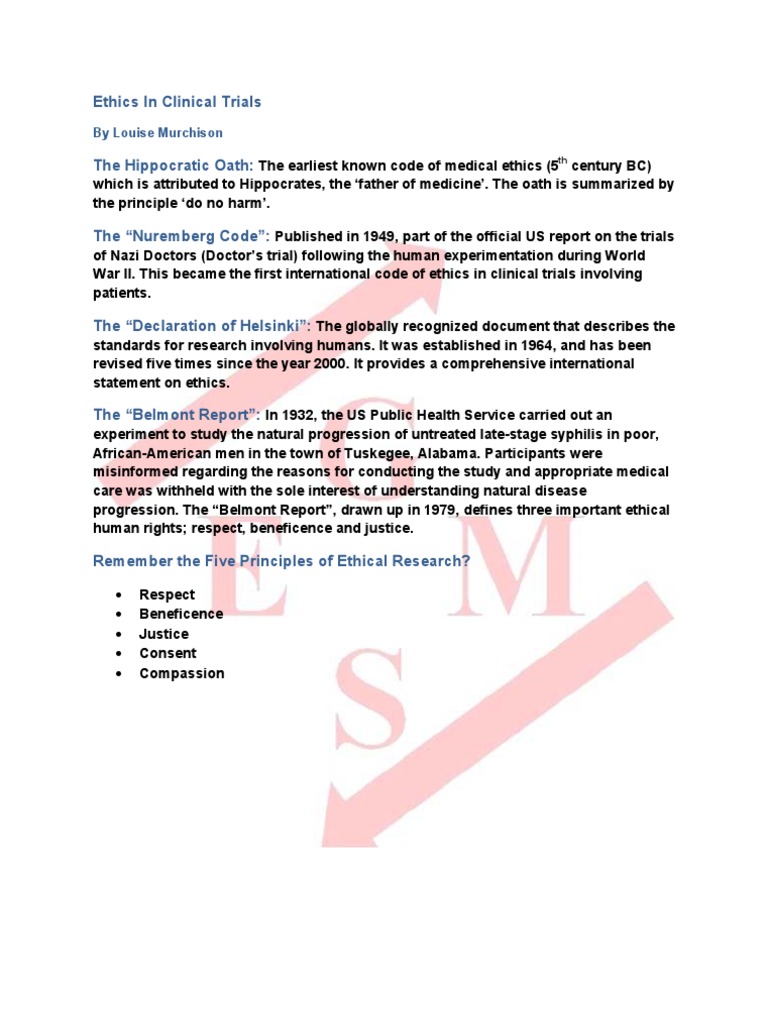 Ethics in Clinical Trials Overview | PDF | Medical Ethics | Clinical Trial