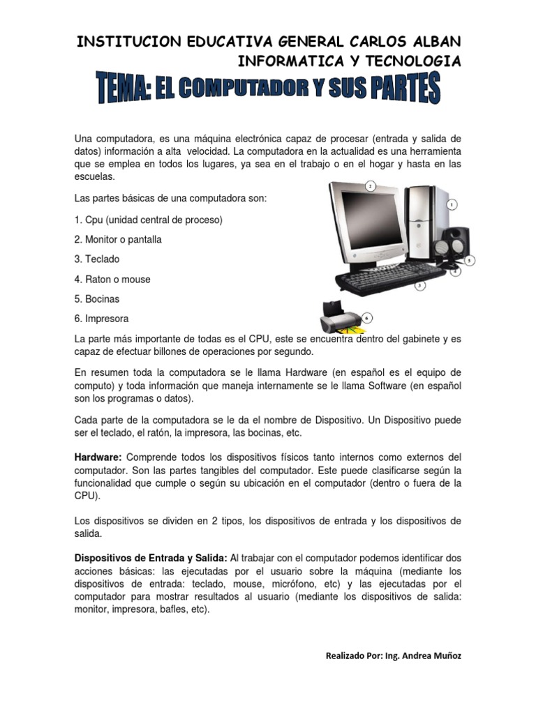 Guia Partes Del Computador | PDF | Periférico | Hardware de la computadora