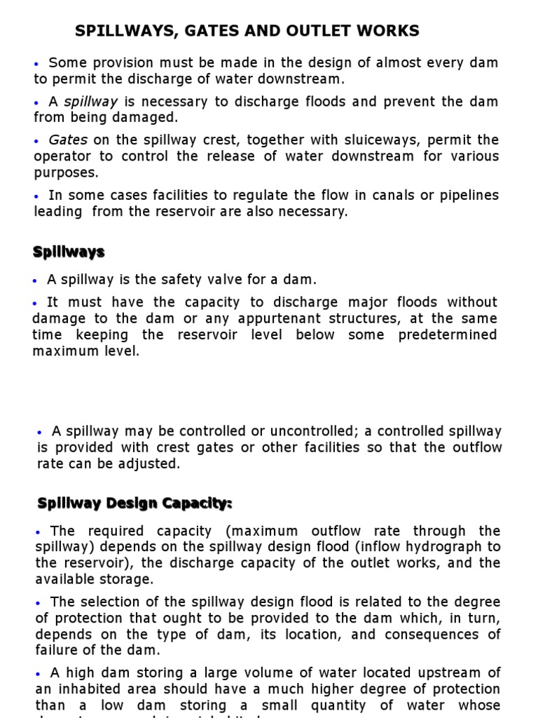 Types and Design of Spillways | PDF | Spillway | Dam