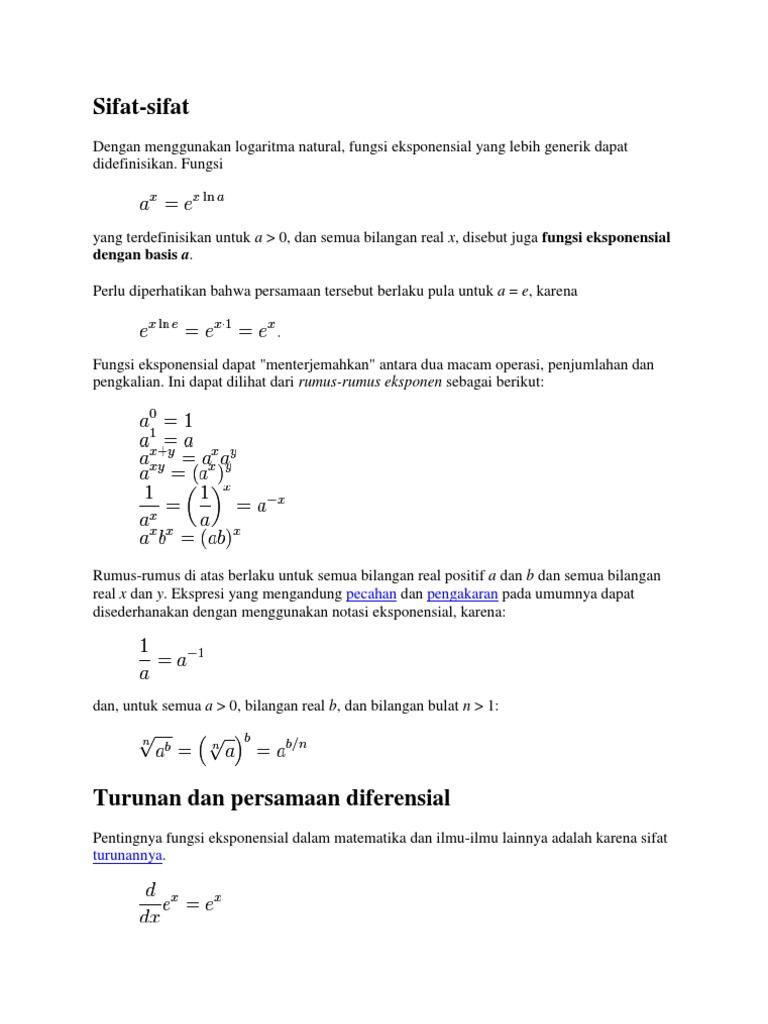 Sifat dan Definisi Fungsi Eksponensial | PDF | Metode & Bahan Ajar