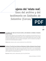 Los Agujeros Del 'Relato Real'. Usos del archivo y del testimonio en 'Soldados de Salamina'. Jaume Peris Blanes