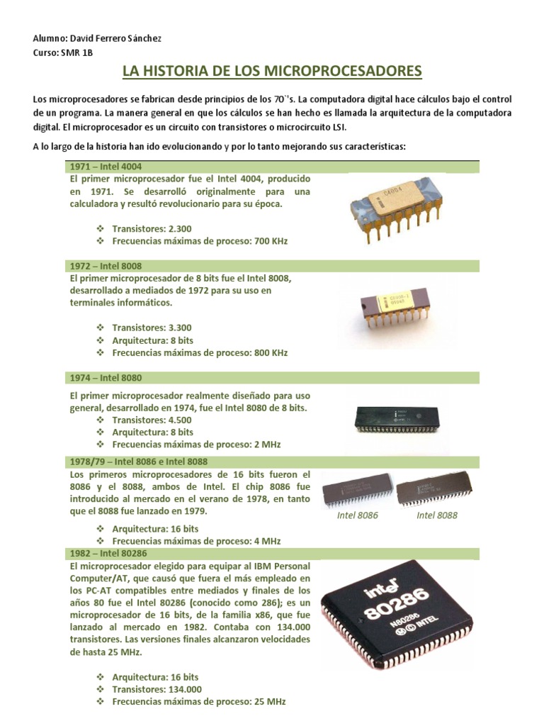 Historia de los microprocesadores Microprocesador Intel