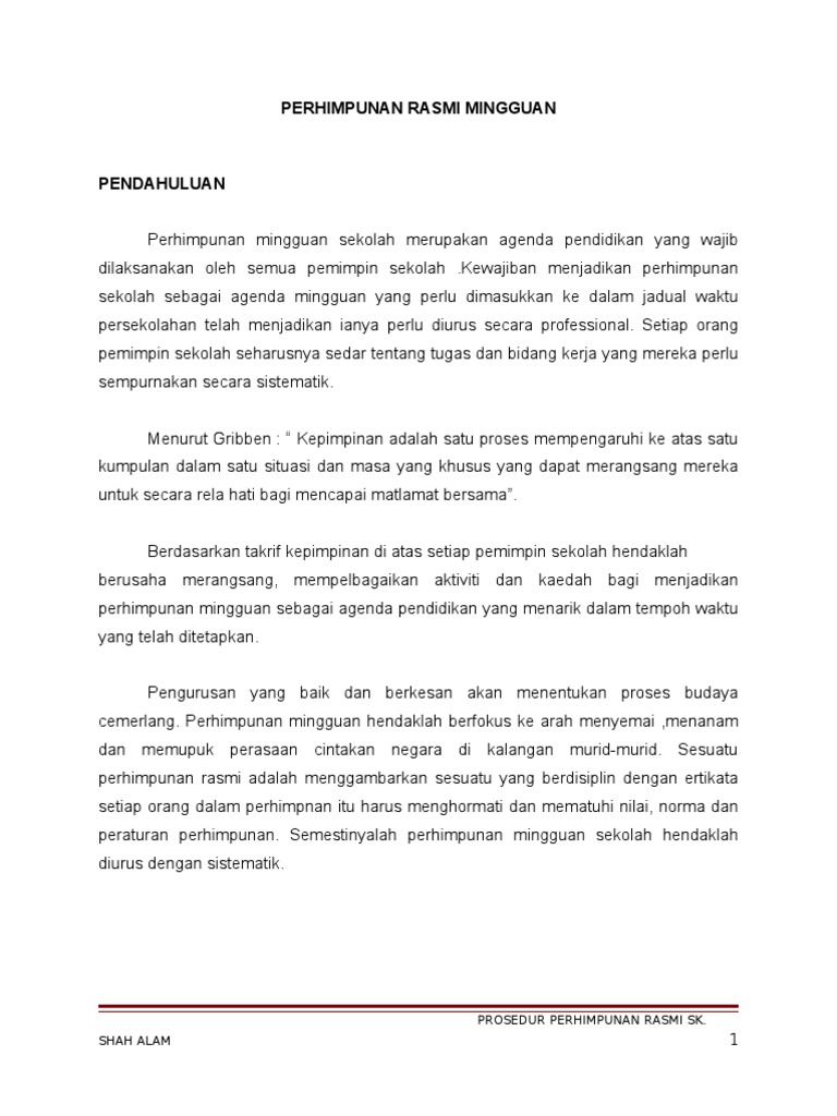 Prosedur Perhimpunan Rasmi Sekolah | PDF