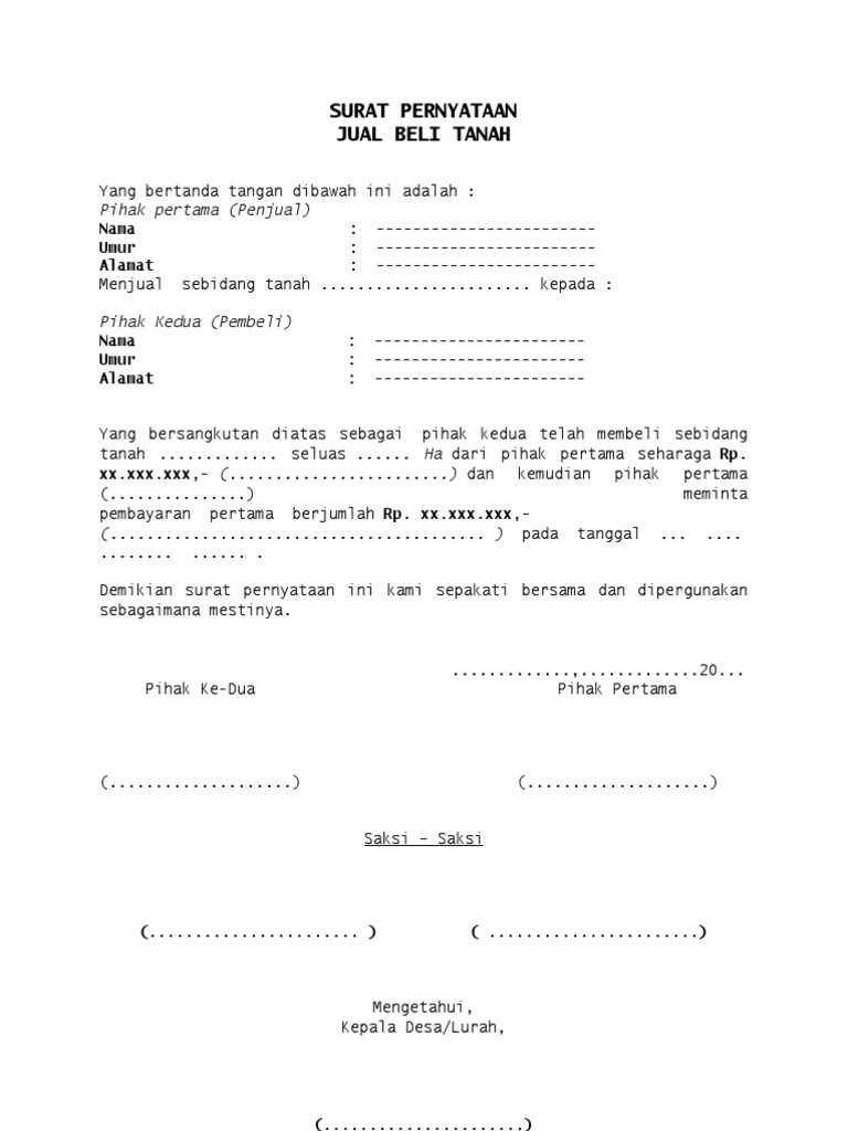Download 91+ Contoh Surat Surat Jual Beli Tanah Gratis Terbaru