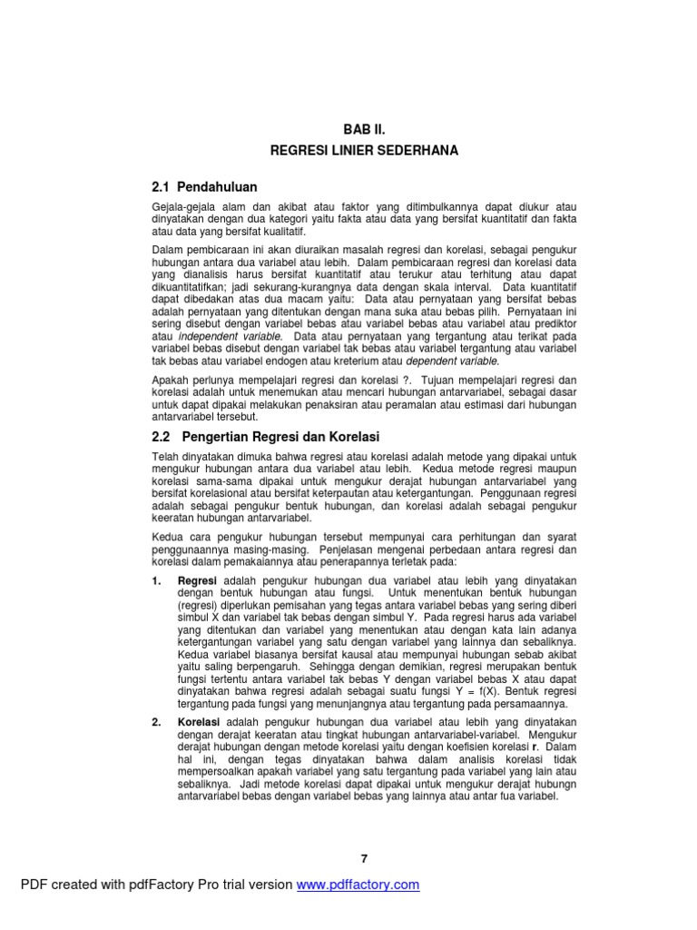 Analisis Regresi Linier Sederhana