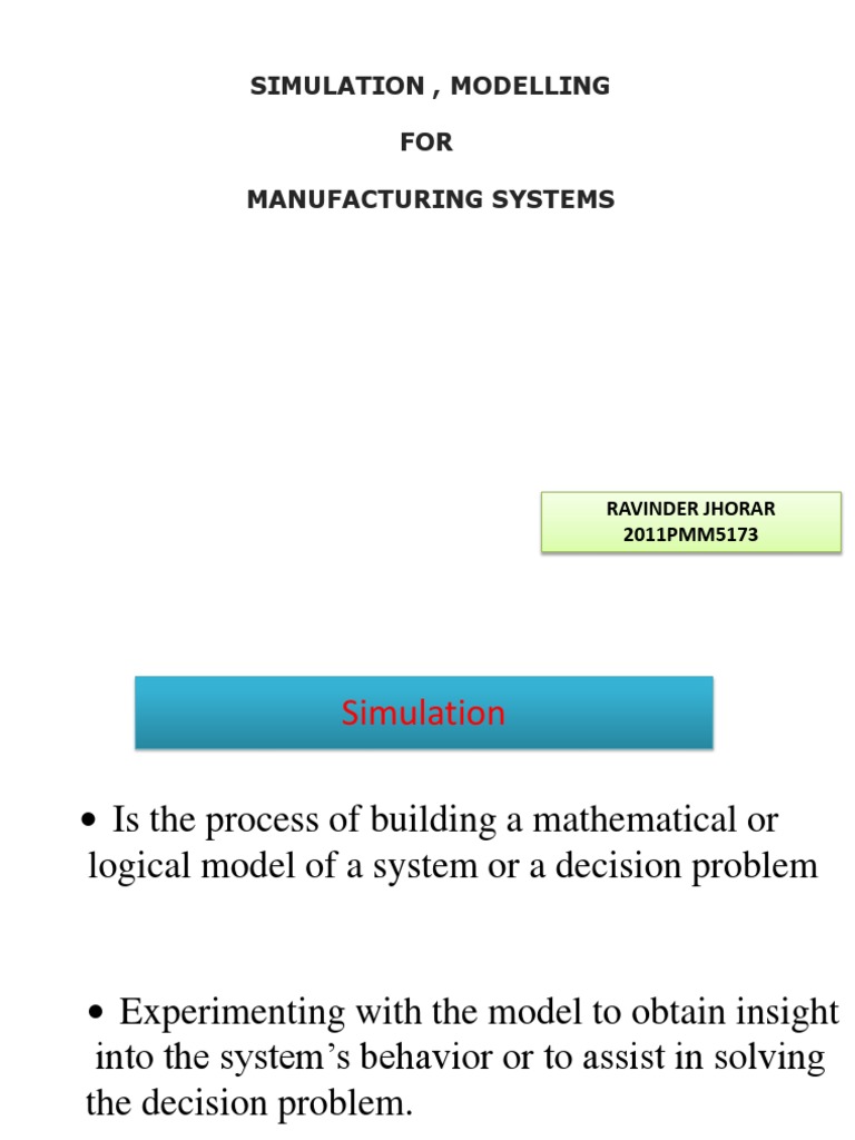 Simulation and Modeling in Manufacturing | PDF | Simulation | Life ...