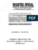 CÓDIGO ORGÁNICO DE PLANIFICACIÓN Y FINANZAS PÚBLICAS COPYFP RO 306 22102010