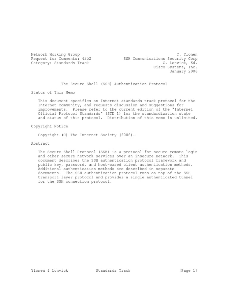 SSH Authentication Protocol Overview | PDF | Secure Shell | Public Key ...