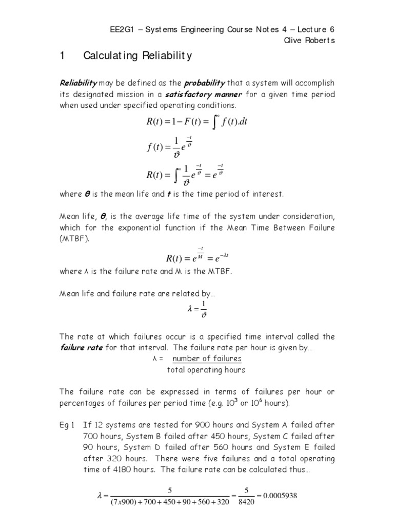 Calculating Reliability | Reliability Engineering | Systems Engineering