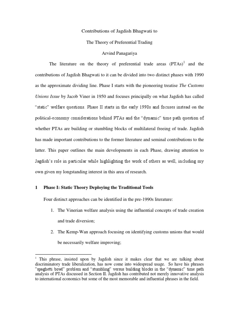 The Theory of Preferential Trading | PDF